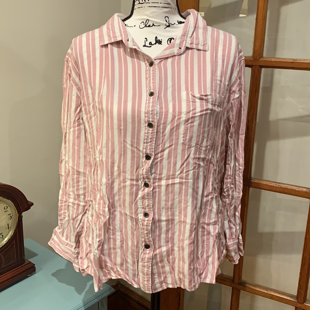 JACHS Girlfriend Striped Button Up Shirt Size XXL